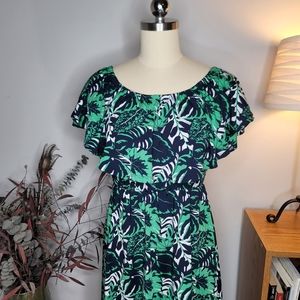 Mary Square Dress Green Navy Size XS